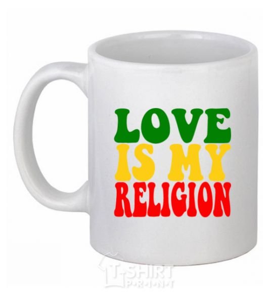 Чашка керамическая Love is my religion Белый фото