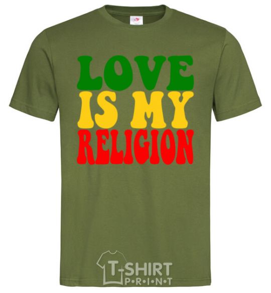 Men's T-Shirt Love is my religion millennial-khaki фото