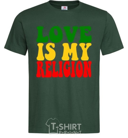 Men's T-Shirt Love is my religion bottle-green фото