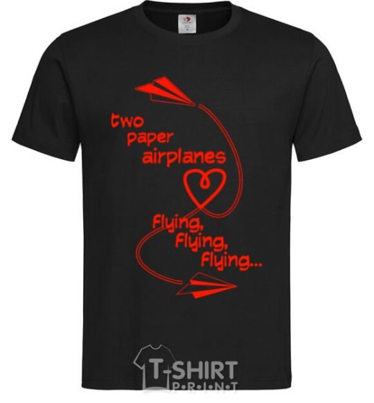 Men's T-Shirt Two paper airplane flying black фото