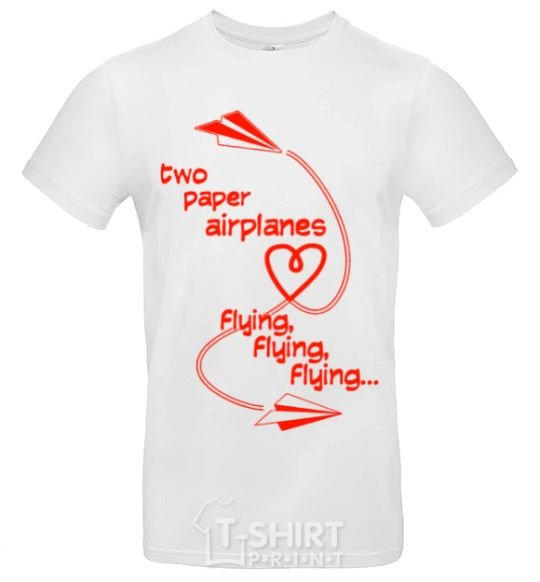 Men's T-Shirt Two paper airplane flying White фото