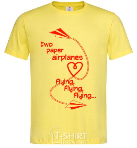 Men's T-Shirt Two paper airplane flying cornsilk фото