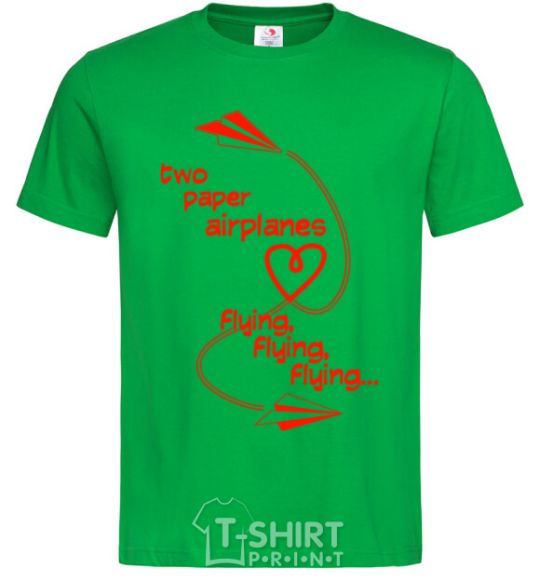 Men's T-Shirt Two paper airplane flying kelly-green фото