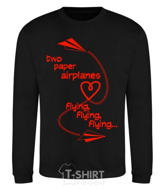 Sweatshirt Two paper airplane flying black фото