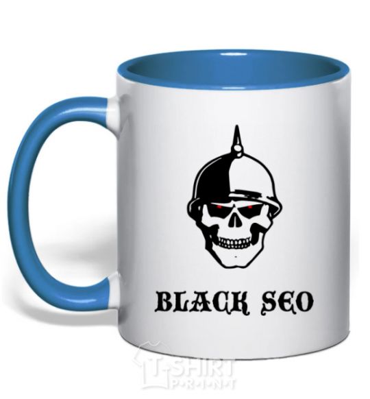 Mug with a colored handle Black seo royal-blue фото