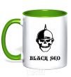 Mug with a colored handle Black seo kelly-green фото