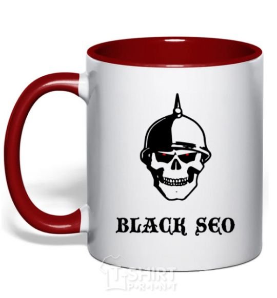 Mug with a colored handle Black seo red фото