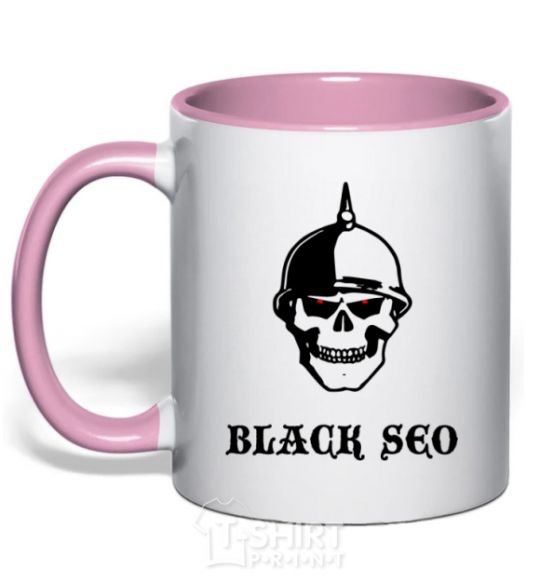 Mug with a colored handle Black seo light-pink фото