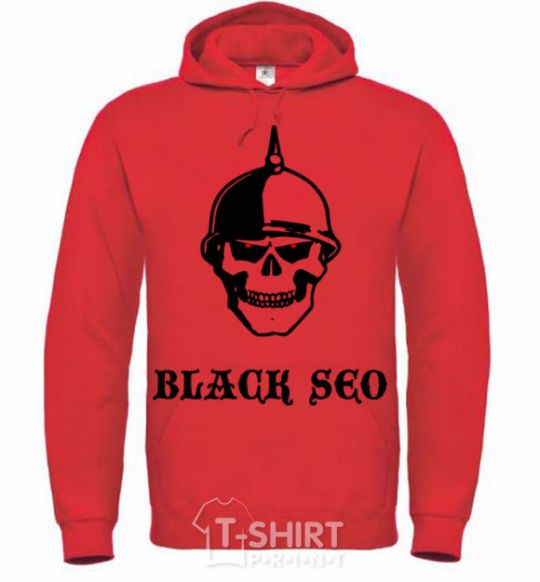 Men`s hoodie Black seo bright-red фото