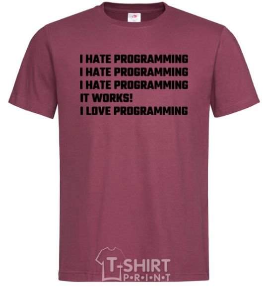 Мужская футболка programming Бордовый фото