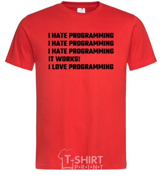 Мужская футболка programming Красный фото