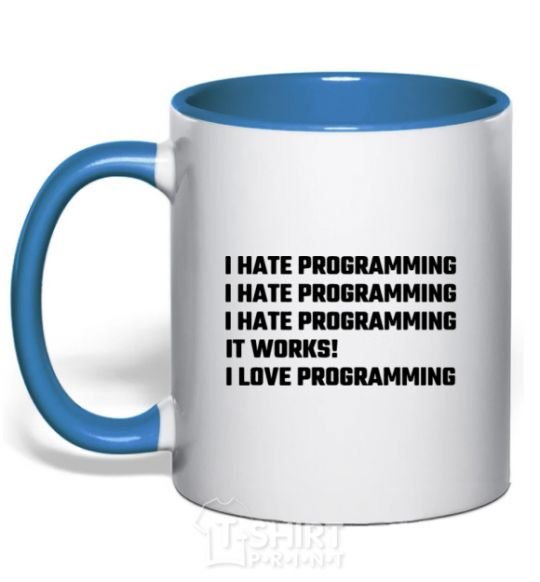 Mug with a colored handle programming royal-blue фото