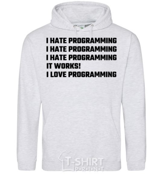 Men`s hoodie programming sport-grey фото