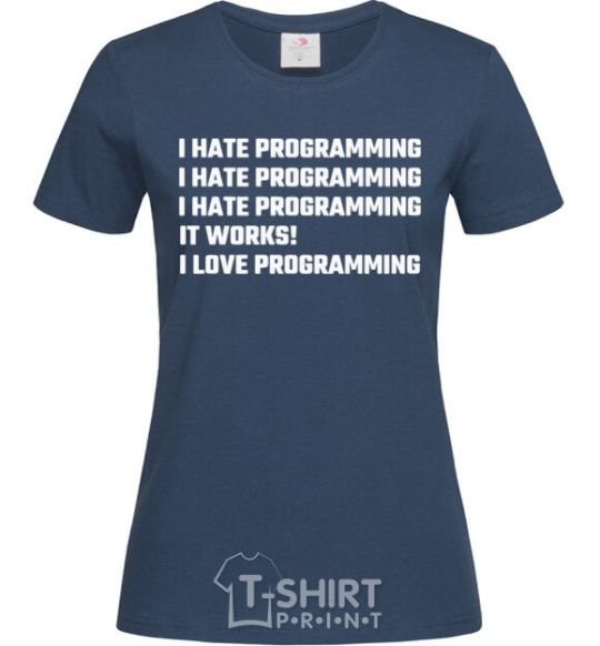 Женская футболка programming Темно-синий фото