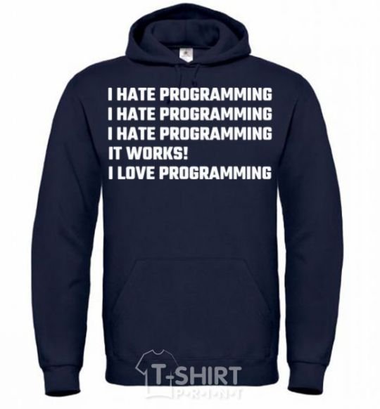 Men`s hoodie programming navy-blue фото