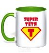 Mug with a colored handle Super Aunt kelly-green фото