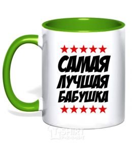 Mug with a colored handle The best grandma ever kelly-green фото