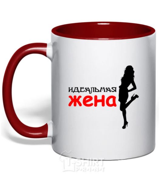 Mug with a colored handle The perfect wife red фото