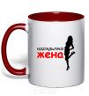 Mug with a colored handle The perfect wife red фото