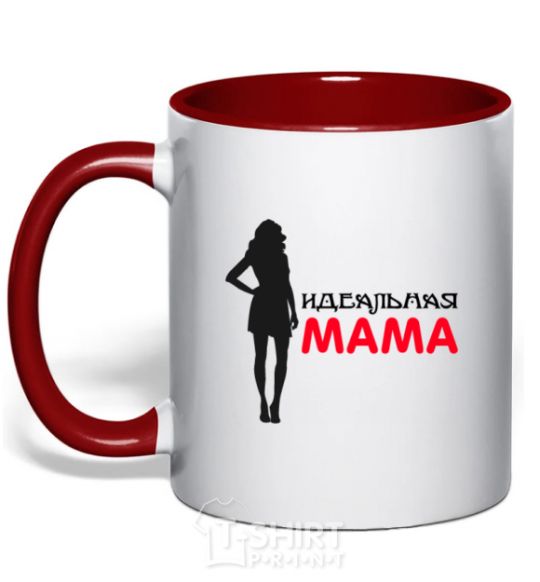 Mug with a colored handle The perfect mom red фото