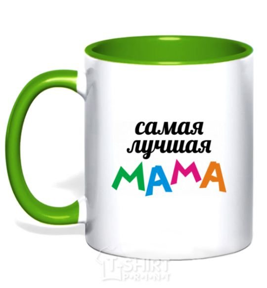 Mug with a colored handle Best mom ever kelly-green фото