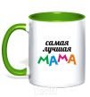 Mug with a colored handle Best mom ever kelly-green фото