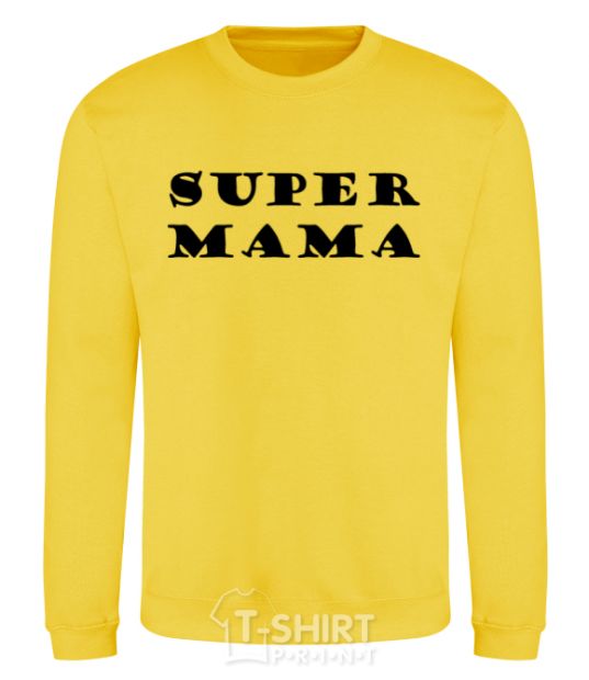 Sweatshirt Super mama inscription yellow фото