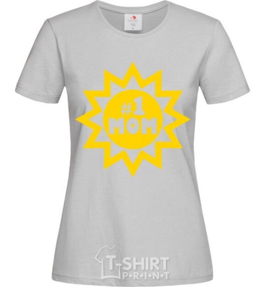 Women's T-shirt Mom number one grey фото