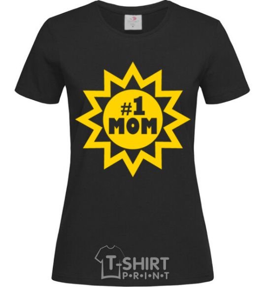 Women's T-shirt Mom number one black фото