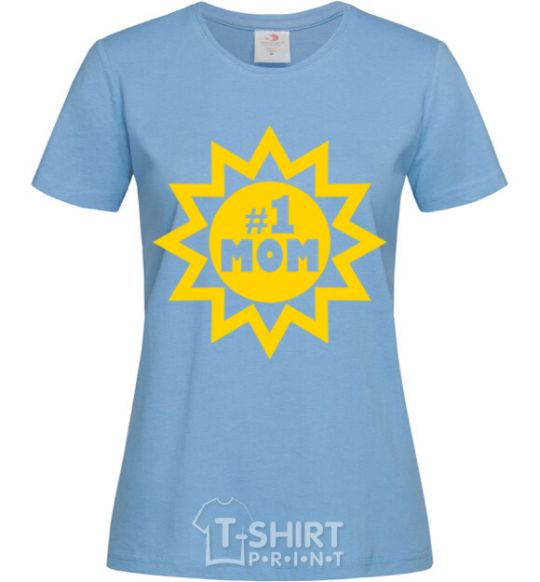 Women's T-shirt Mom number one sky-blue фото