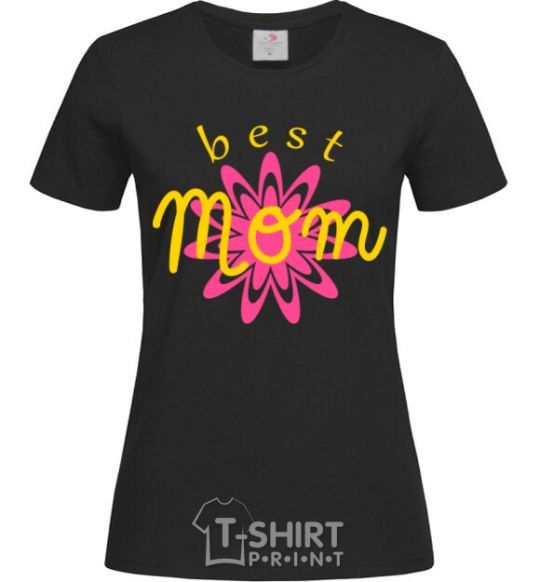 Women's T-shirt Best mom pattern lettering black фото
