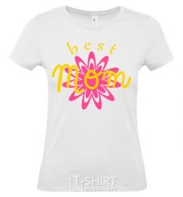 Women's T-shirt Best mom pattern lettering White фото