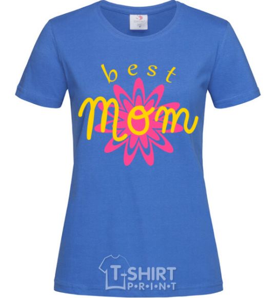 Women's T-shirt Best mom pattern lettering royal-blue фото