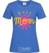 Women's T-shirt Best mom pattern lettering royal-blue фото