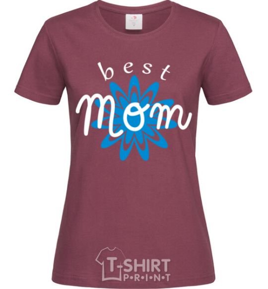 Women's T-shirt Best mom pattern lettering burgundy фото