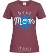 Women's T-shirt Best mom pattern lettering burgundy фото