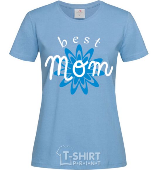Women's T-shirt Best mom pattern lettering sky-blue фото