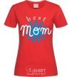 Women's T-shirt Best mom pattern lettering red фото