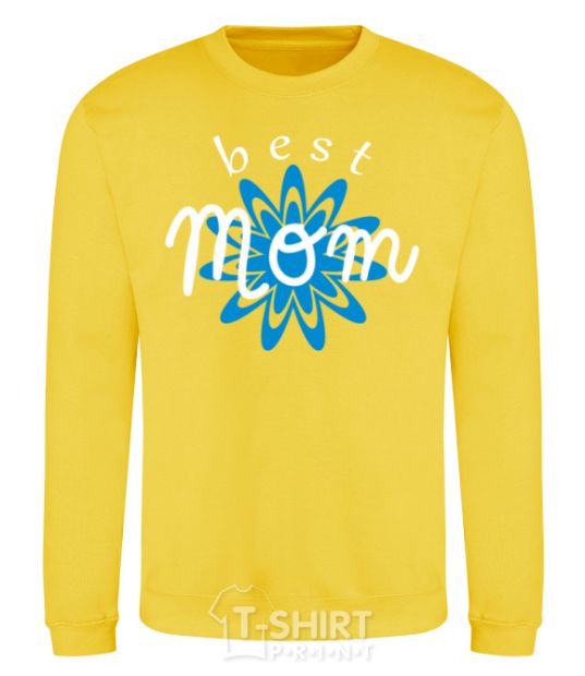 Sweatshirt Best mom pattern lettering yellow фото