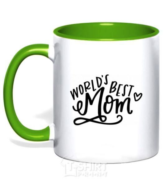 Чашка с цветной ручкой Worlds best mom Зеленый фото