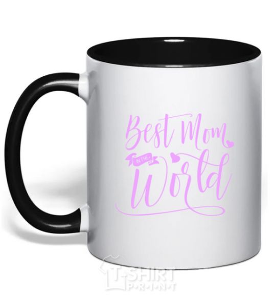 Mug with a colored handle Best mom in the world black фото