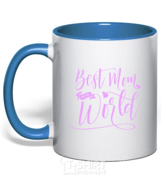 Mug with a colored handle Best mom in the world royal-blue фото