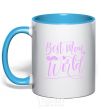 Mug with a colored handle Best mom in the world sky-blue фото