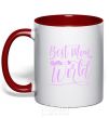 Mug with a colored handle Best mom in the world red фото