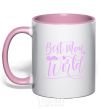 Mug with a colored handle Best mom in the world light-pink фото