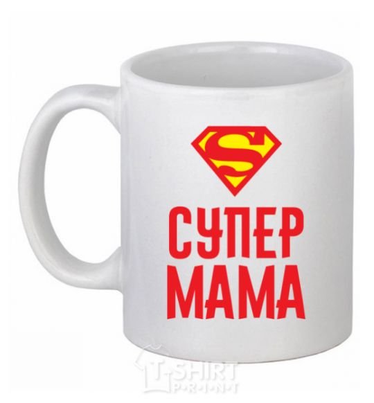 Ceramic mug Super mom White фото