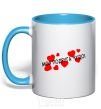 Mug with a colored handle My girlfriend is a miracle sky-blue фото