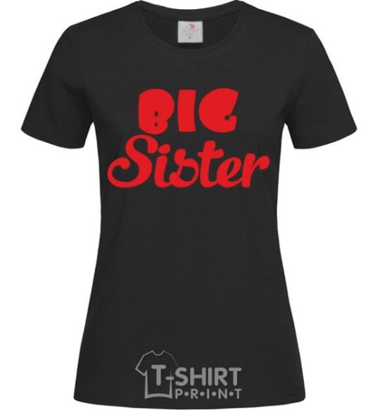 Женская футболка Big sister красная надпись Черный фото