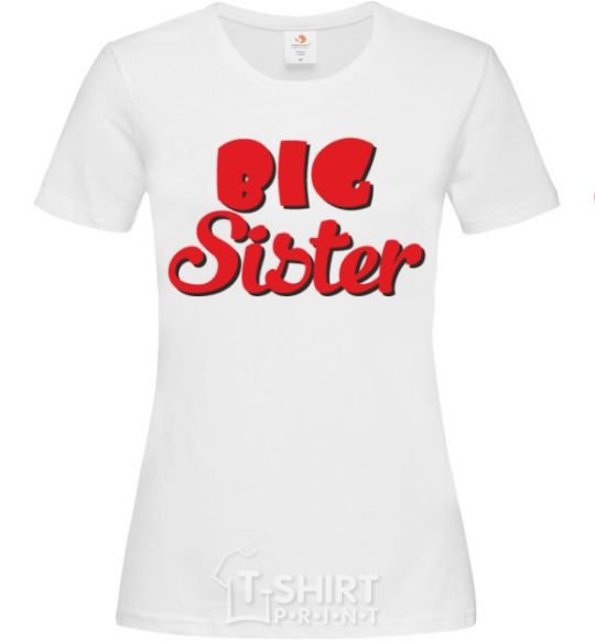 Women's T-shirt Big sister red inscription White фото