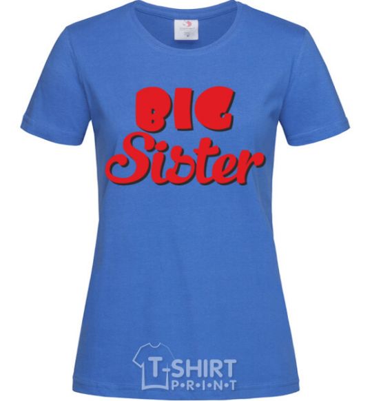 Women's T-shirt Big sister red inscription royal-blue фото